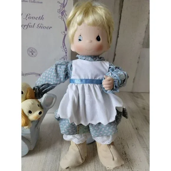 Hamilton Enesco Precious Moments God loveth a cheerful Giver doll puppy girl